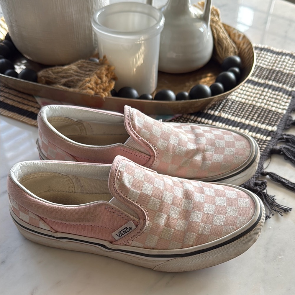 Vans Pink Checkered Slip-On Sneakers